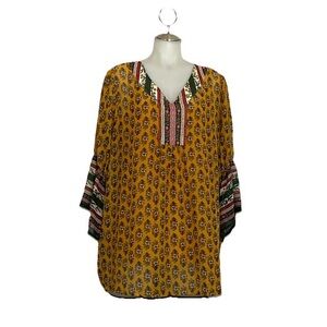 Avenue Yellow and Black Patterned Tunic
